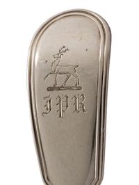 An English Silver Cranberry Spoon, Sauce Ladle and Slotted Ladle