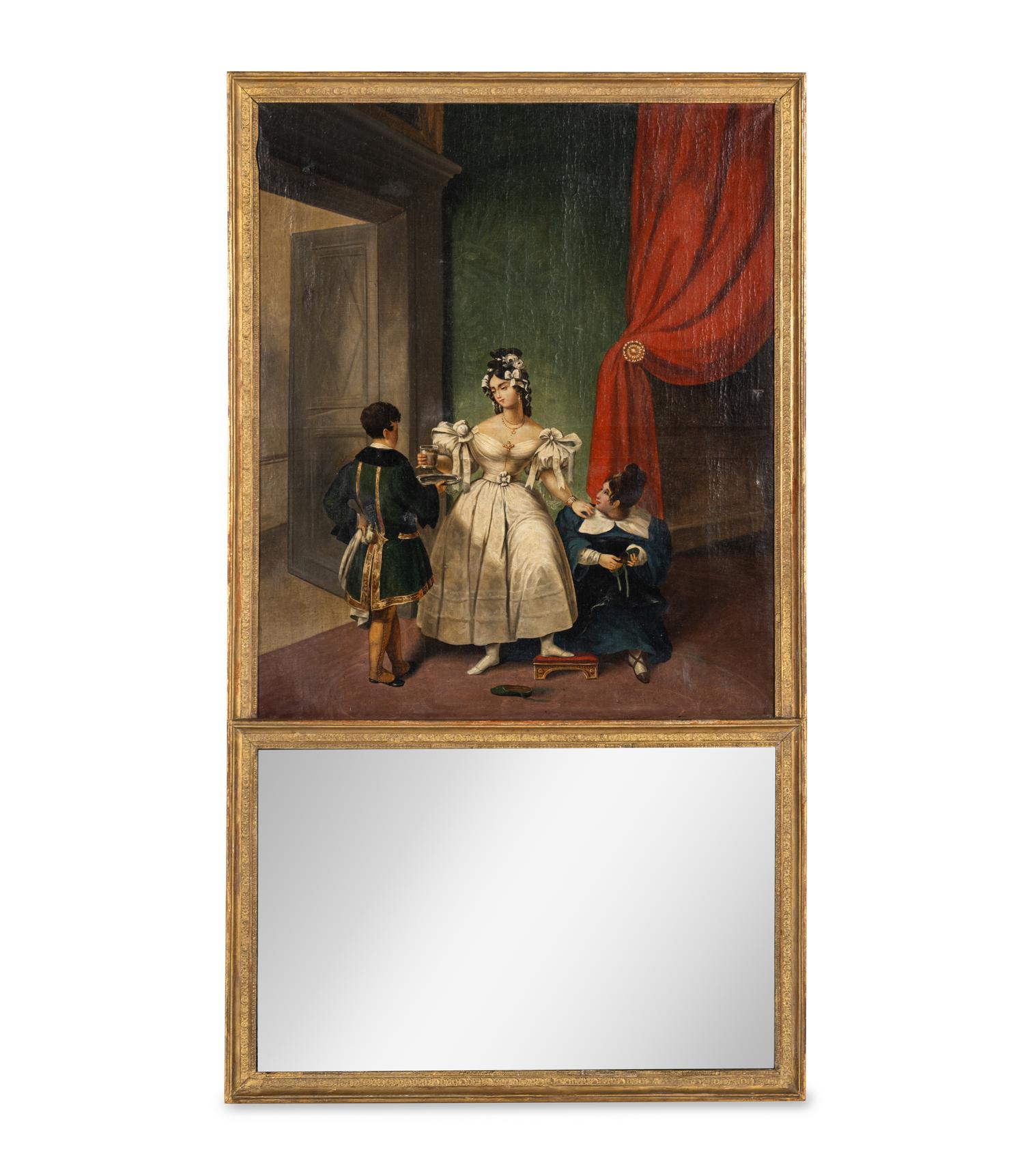 A French Giltwood Trumeau Mirror