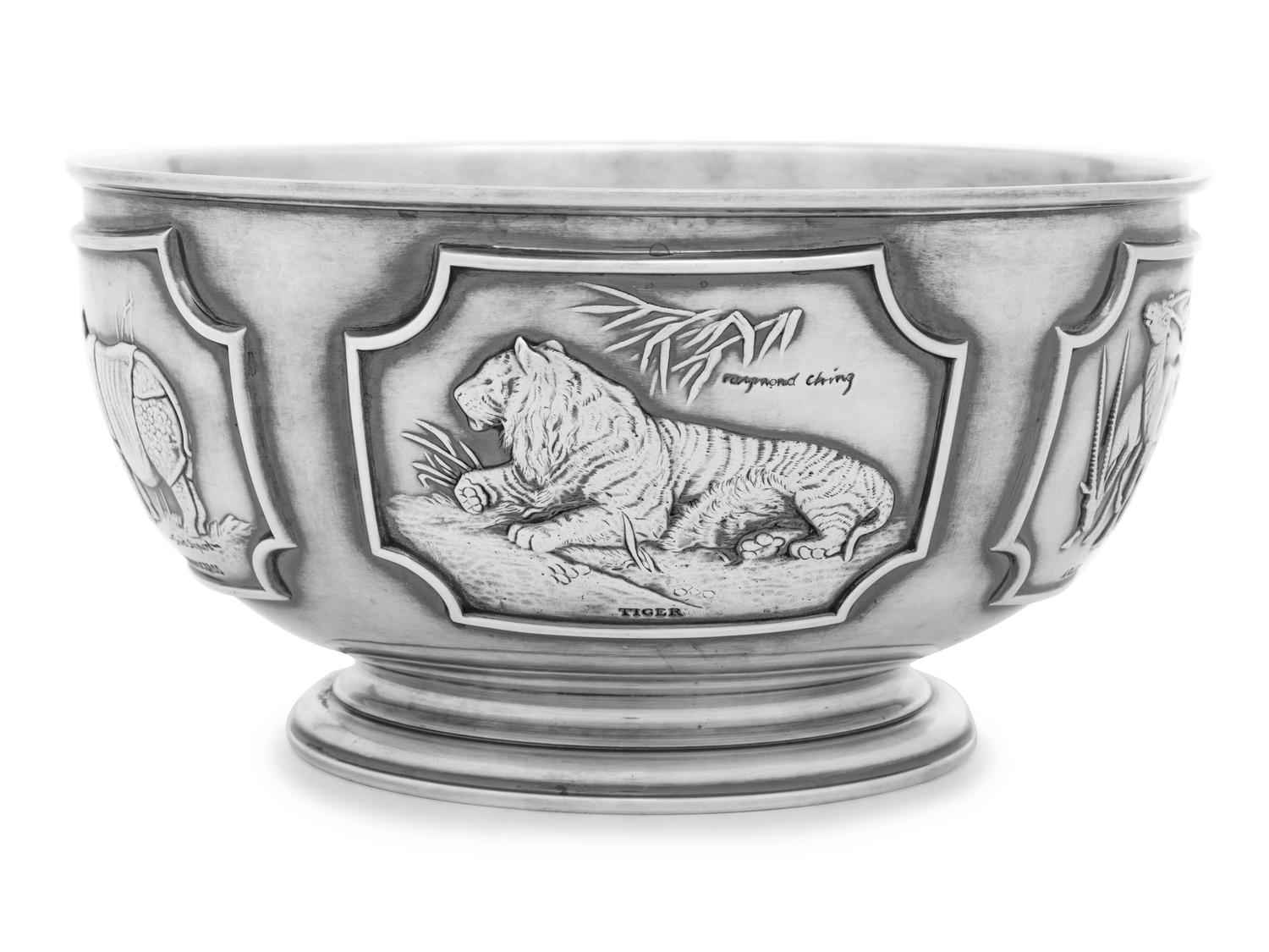 An English Silver Limited Edition World Wildlife Fund Center Bowl