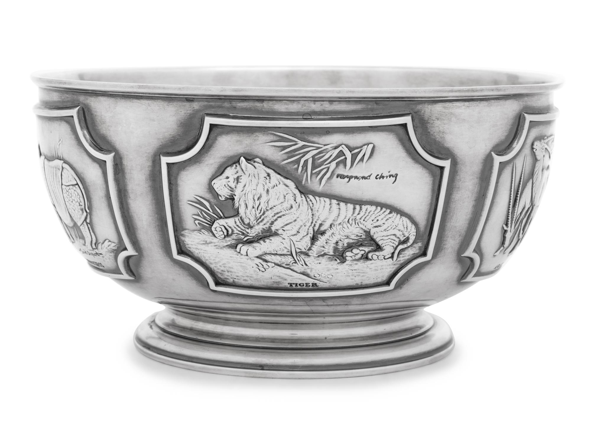 An English Silver Limited Edition World Wildlife Fund Center Bowl