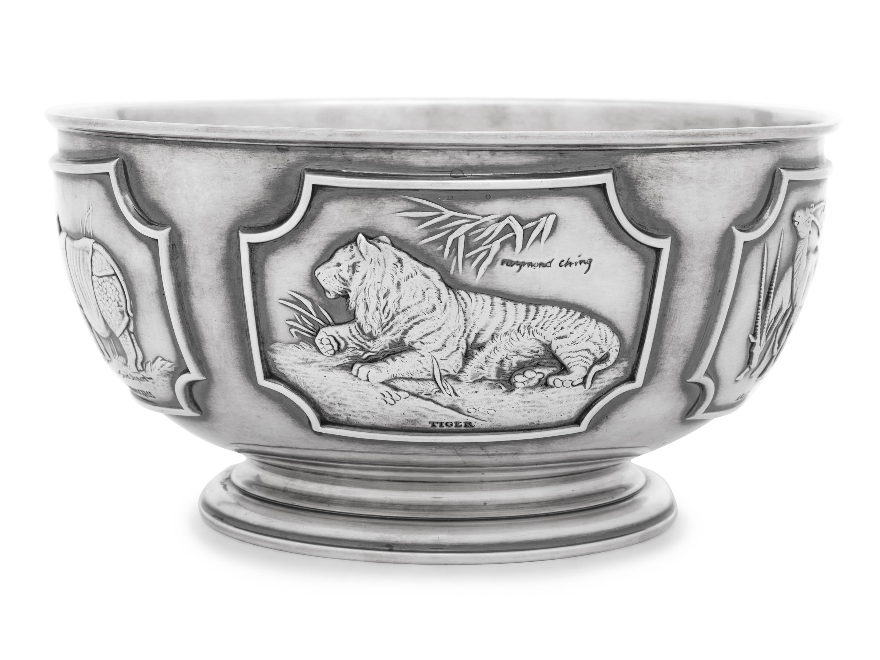 An English Silver Limited Edition World Wildlife Fund Center Bowl