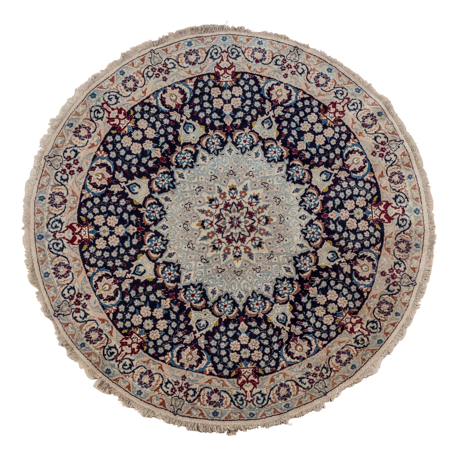 A Persian Nain Wool Circular Rug