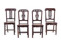 Four Chinese Export Hardwood Side Chairs