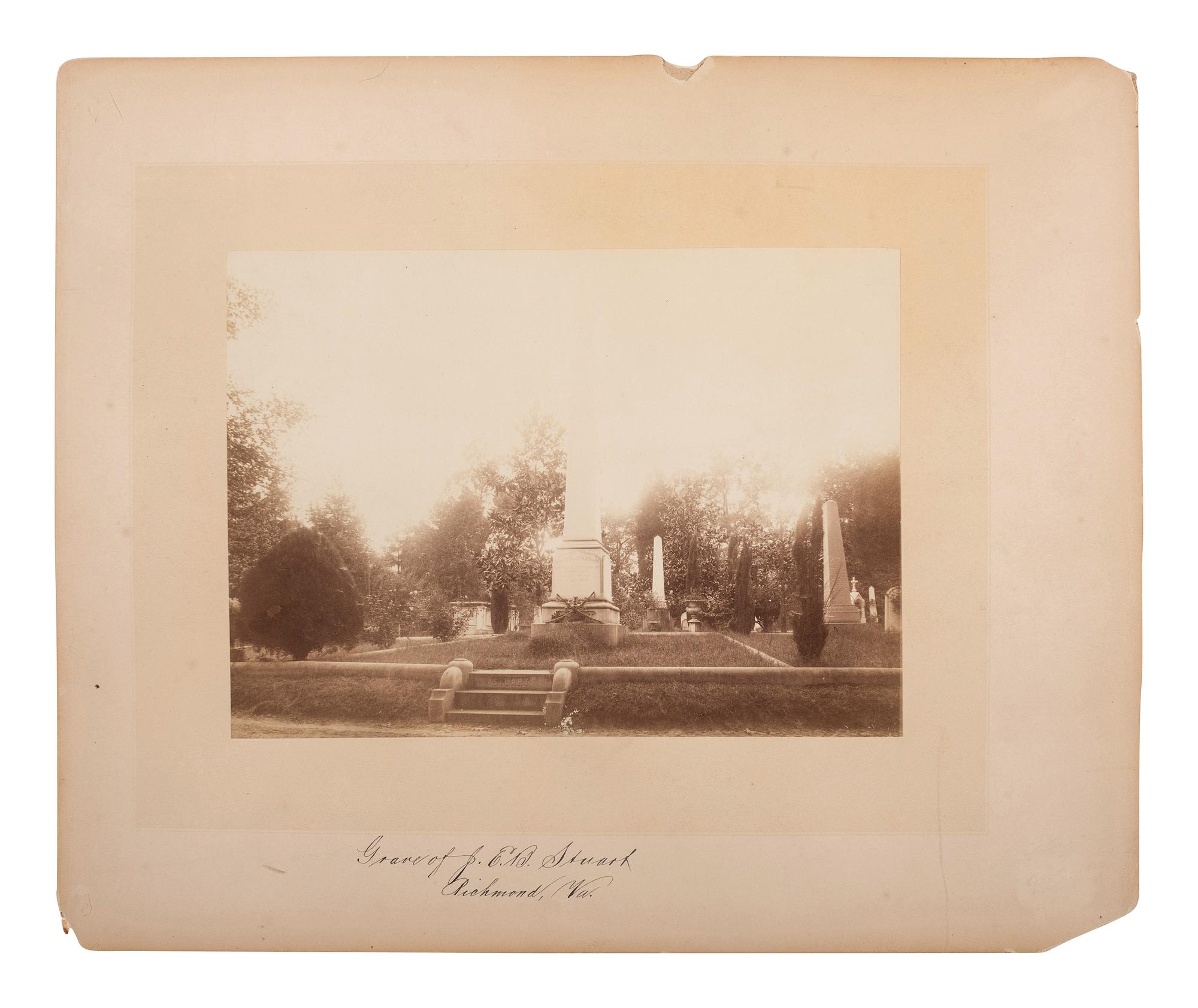 [CIVIL WAR] -- [STUART, James Ewell Brown "Jeb" (1833-1864)]. Outdoor view of Jeb Stuart's tomb. [Richmond, VA], ca 1890.