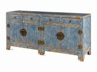 A Chinese Style Blue-Painted Console Cabinet