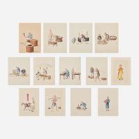 Chinese School 19th century Group of Thirteen Works Depicting Chinese Occupations