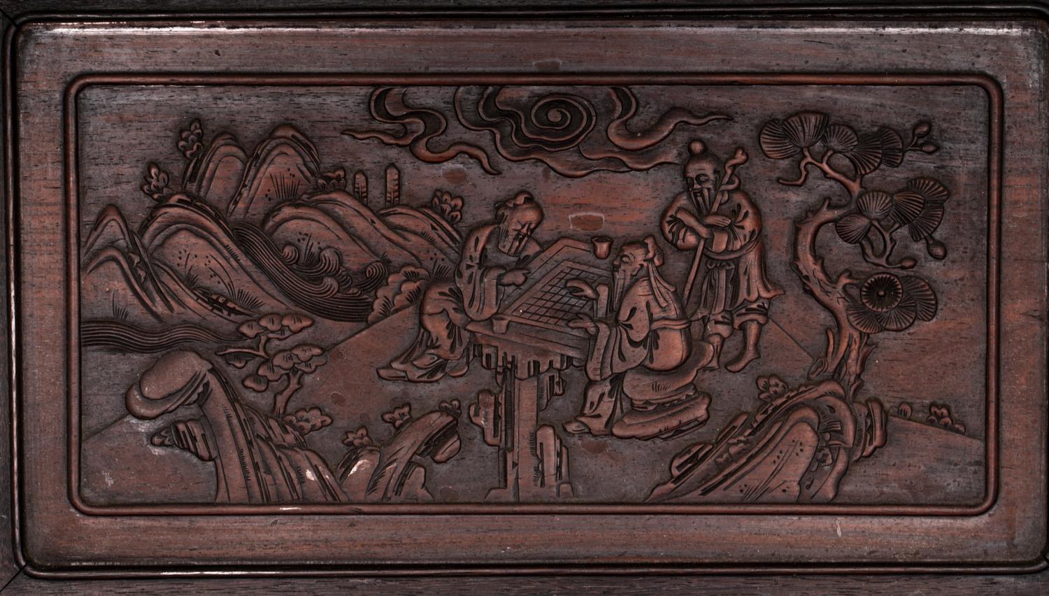 Eight Chinese Carved Wood Rectangular Panels