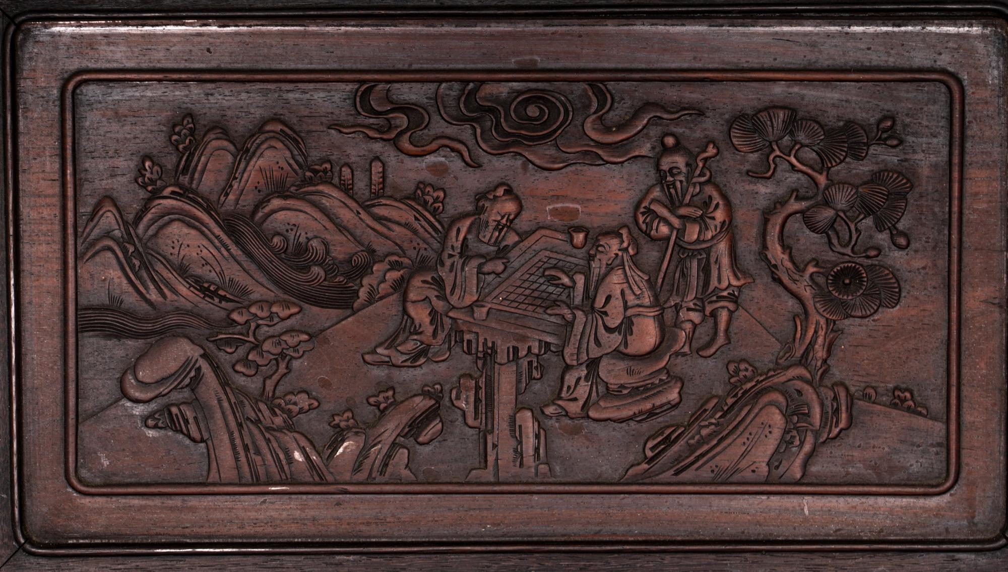 Eight Chinese Carved Wood Rectangular Panels