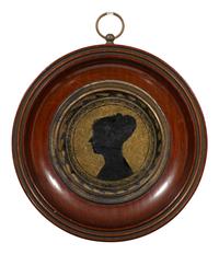Six Verre Eglomise Silhouettes of Ladies