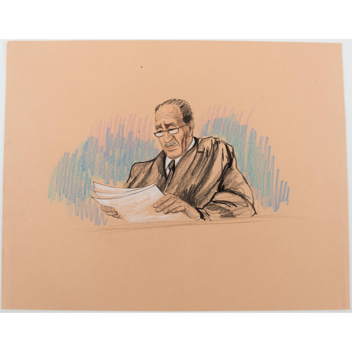 Joan Andrew, Washington Post and CNN Sketch Artist, 16 Original Sketches Documenting the 1980 Trial of Felt "Deep Throat" and Miller, Incl. Nixon and Protestors