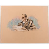 Joan Andrew, Washington Post and CNN Sketch Artist, 16 Original Sketches Documenting the 1980 Trial of Felt "Deep Throat" and Miller, Incl. Nixon and Protestors