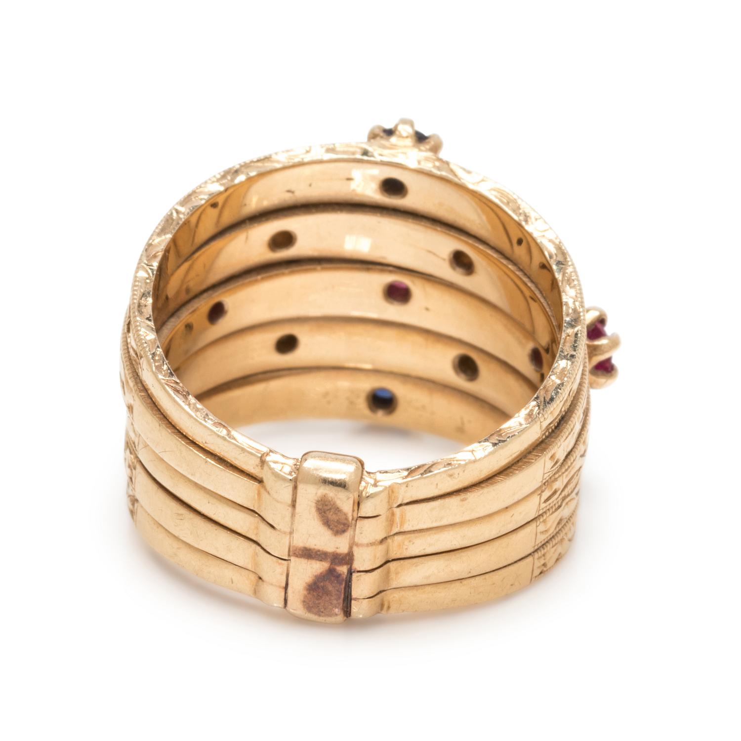 YELLOW GOLD AND MULTIGEM RING