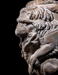 A Roman Marble Sarcophagus Fragment with a Lion