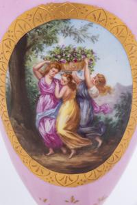 A Vienna Porcelain Urn, Cover and Stand