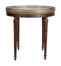 Three French Fruitwood Marble-Top Side Tables