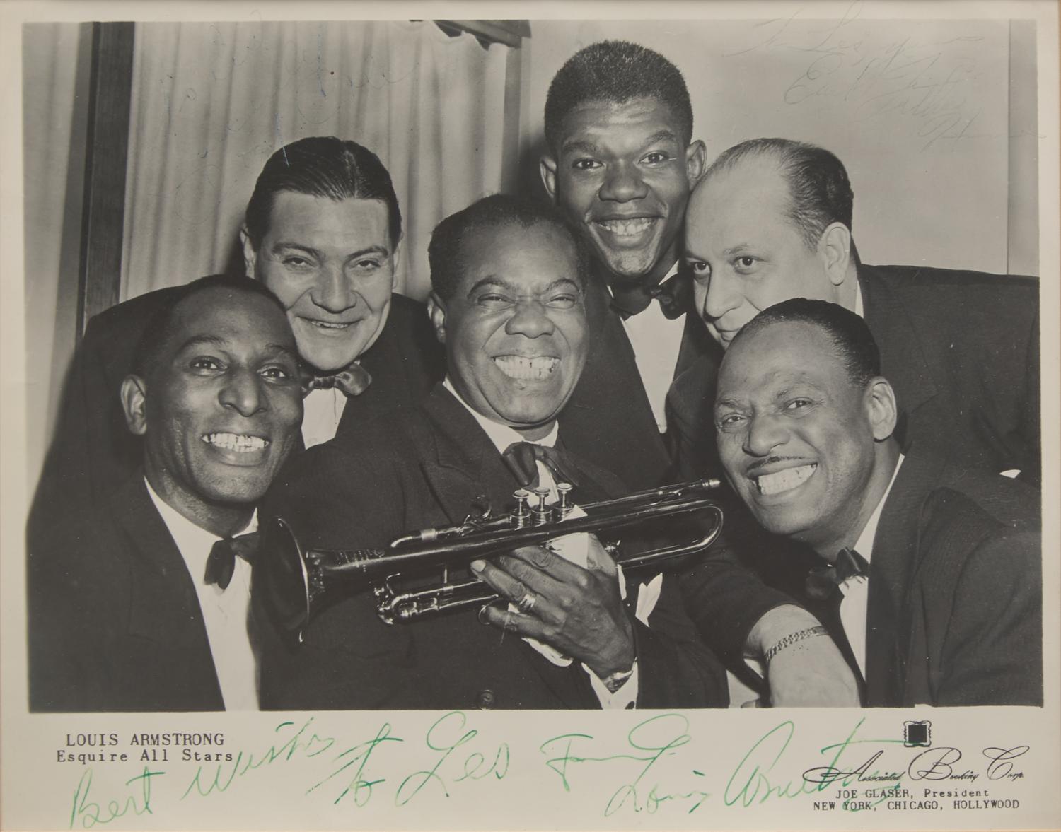 [African-Americana] Armstrong, Louis. Autograph Letter, signed, and Signed Photograph