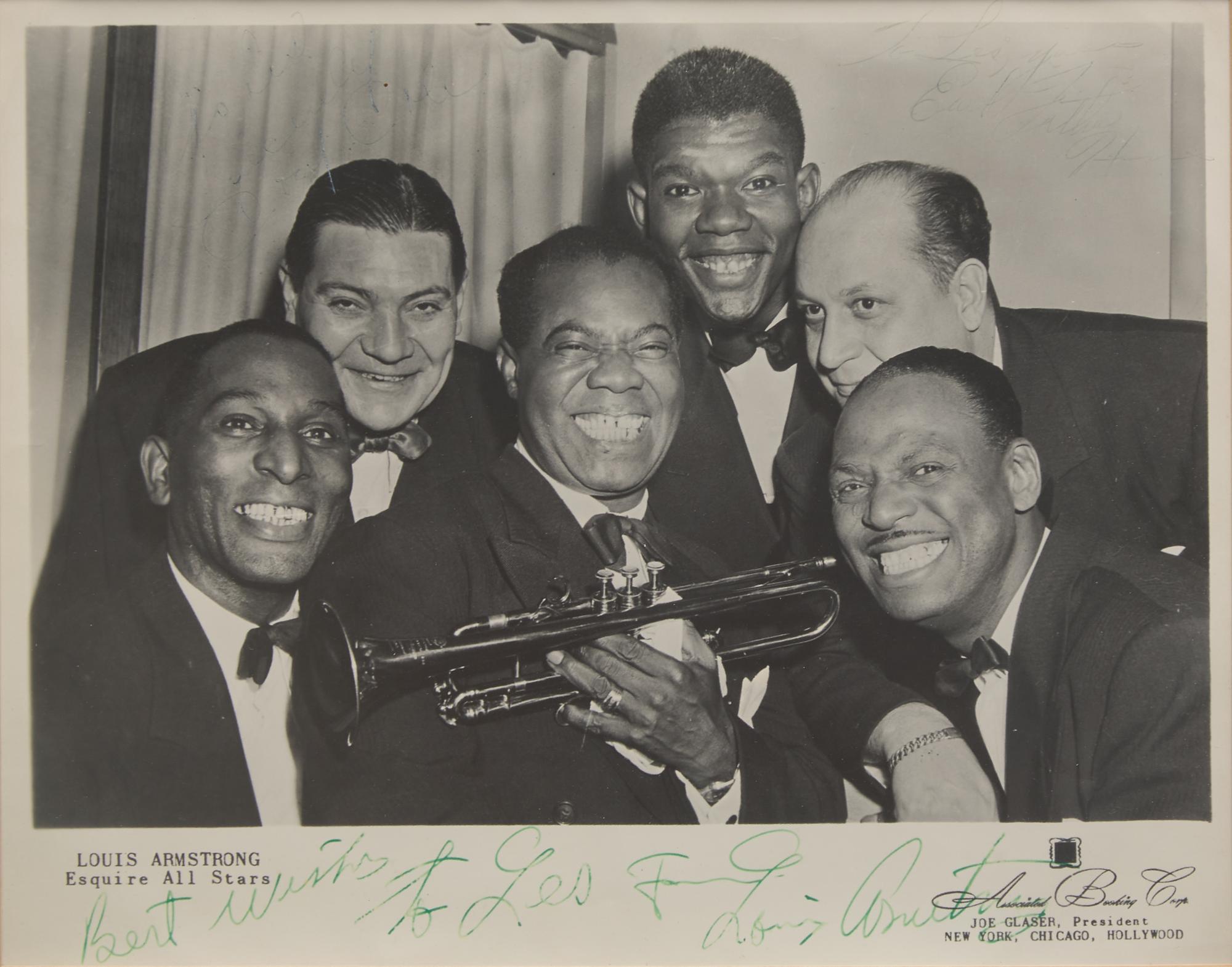 [African-Americana] Armstrong, Louis. Autograph Letter, signed, and Signed Photograph