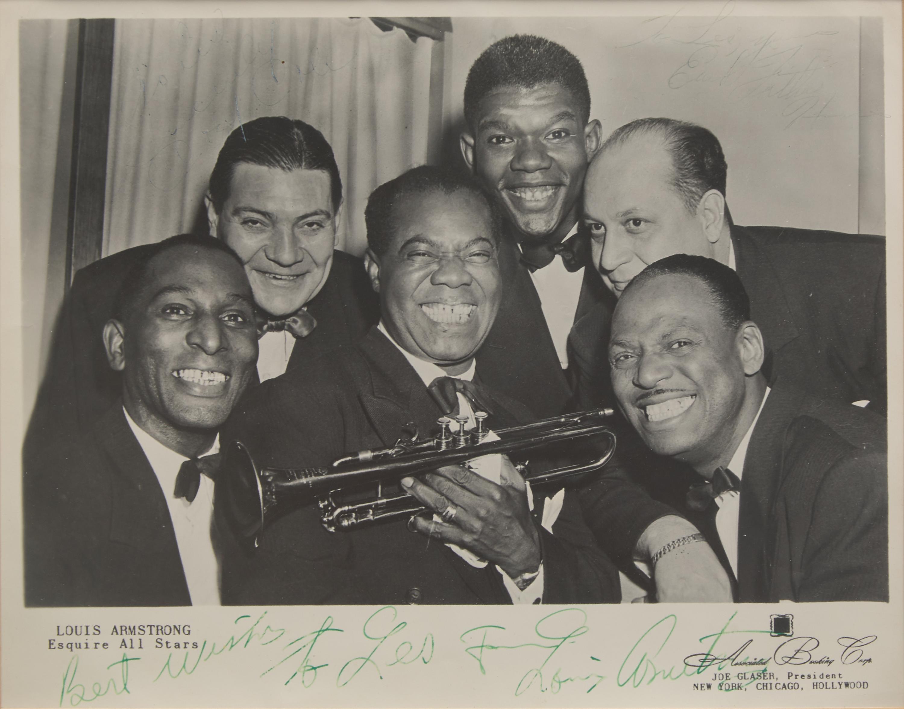 [African-Americana] Armstrong, Louis. Autograph Letter, signed, and Signed Photograph