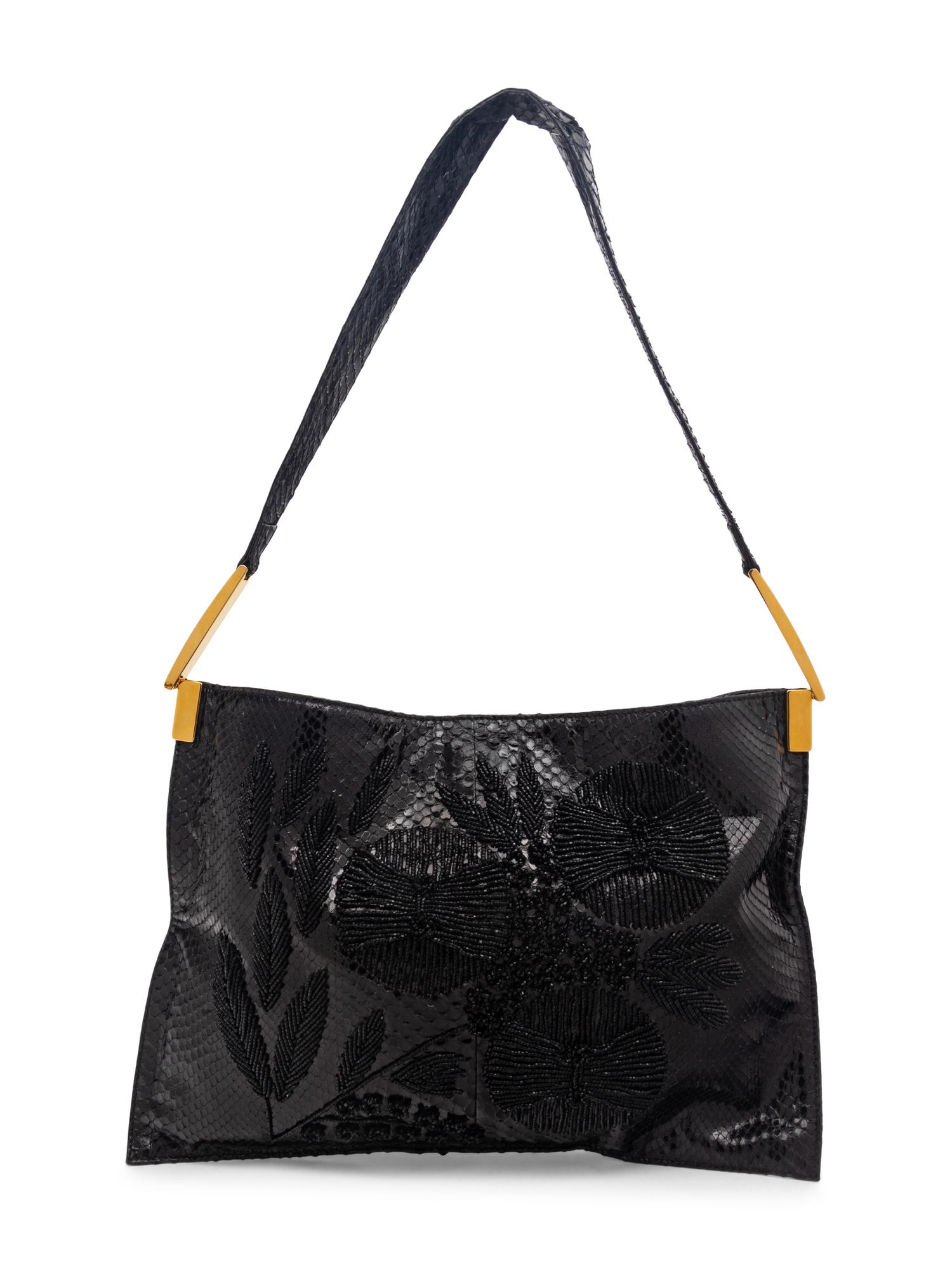 Fendi Black Snakeskin Beaded Bag