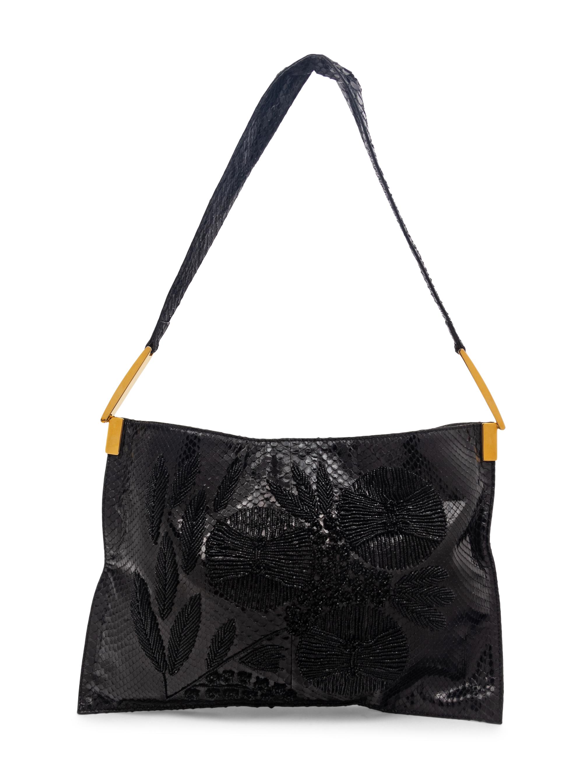 Fendi Black Snakeskin Beaded Bag
