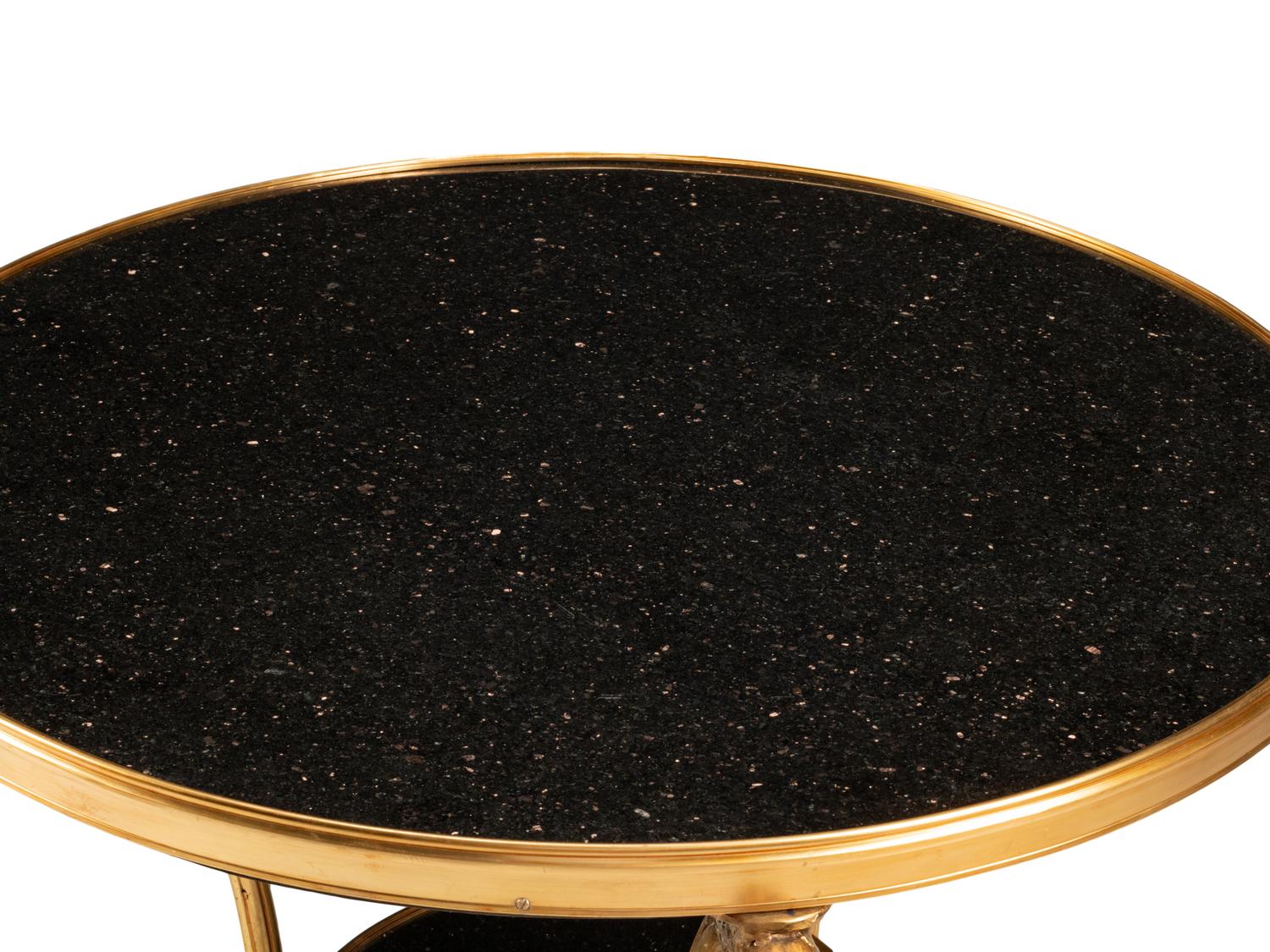 A Pair of Empire Style Gilt Bronze and Granite Side Tables