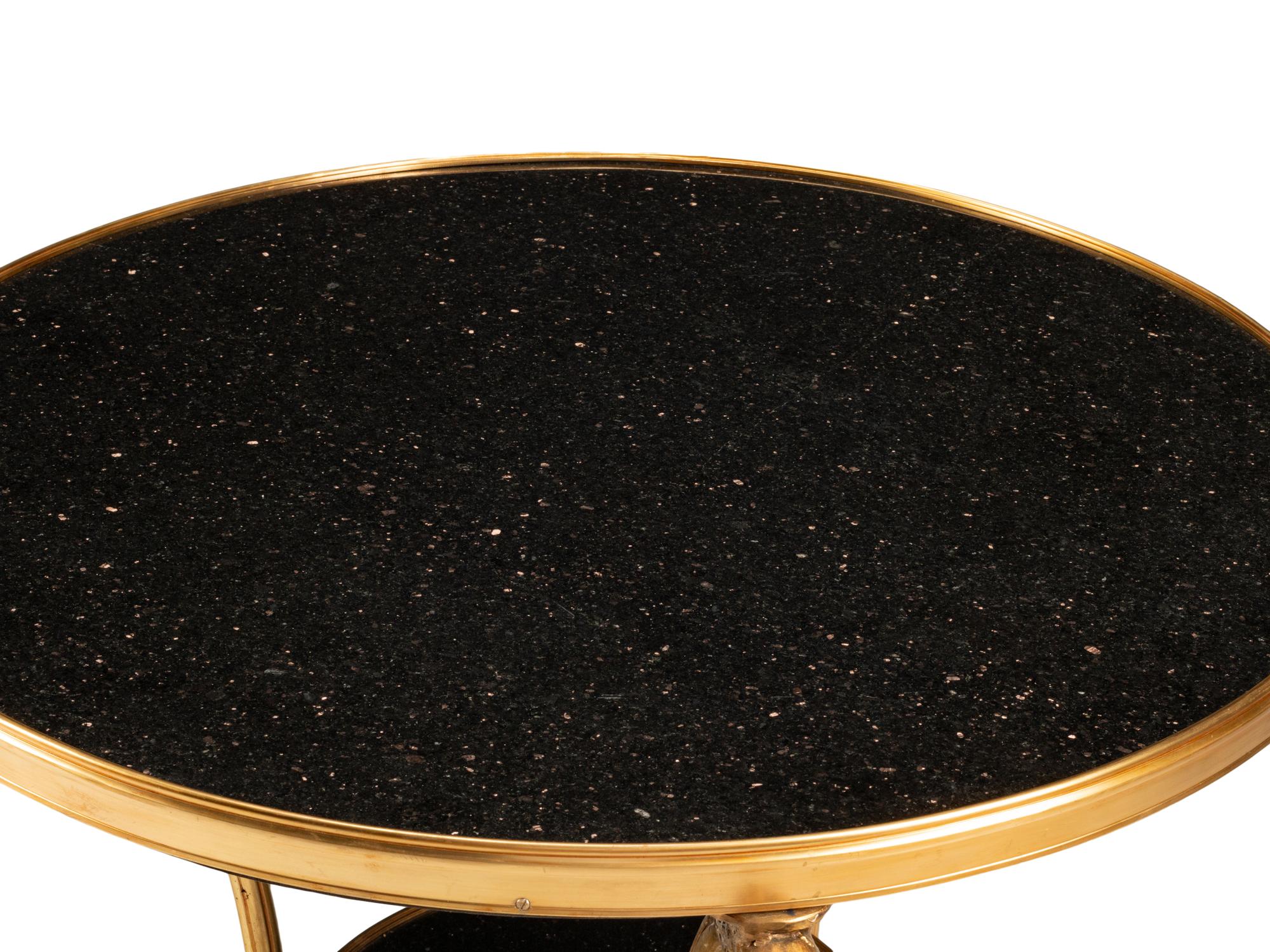 A Pair of Empire Style Gilt Bronze and Granite Side Tables