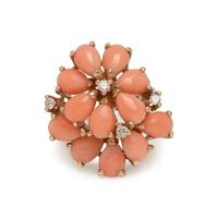 CORAL AND DIAMOND RING