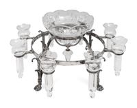 A Victorian Silver-Plate and Glass Epergne
