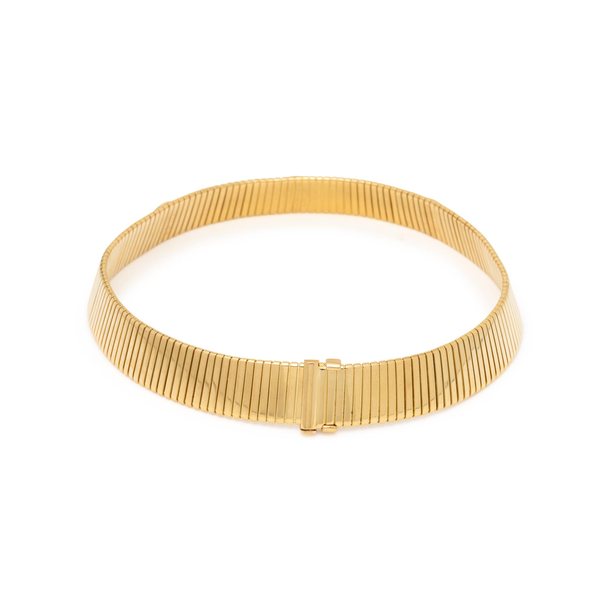 BULGARI, YELLOW GOLD 'MONETE' TUBOGAS CHOKER NECKLACE