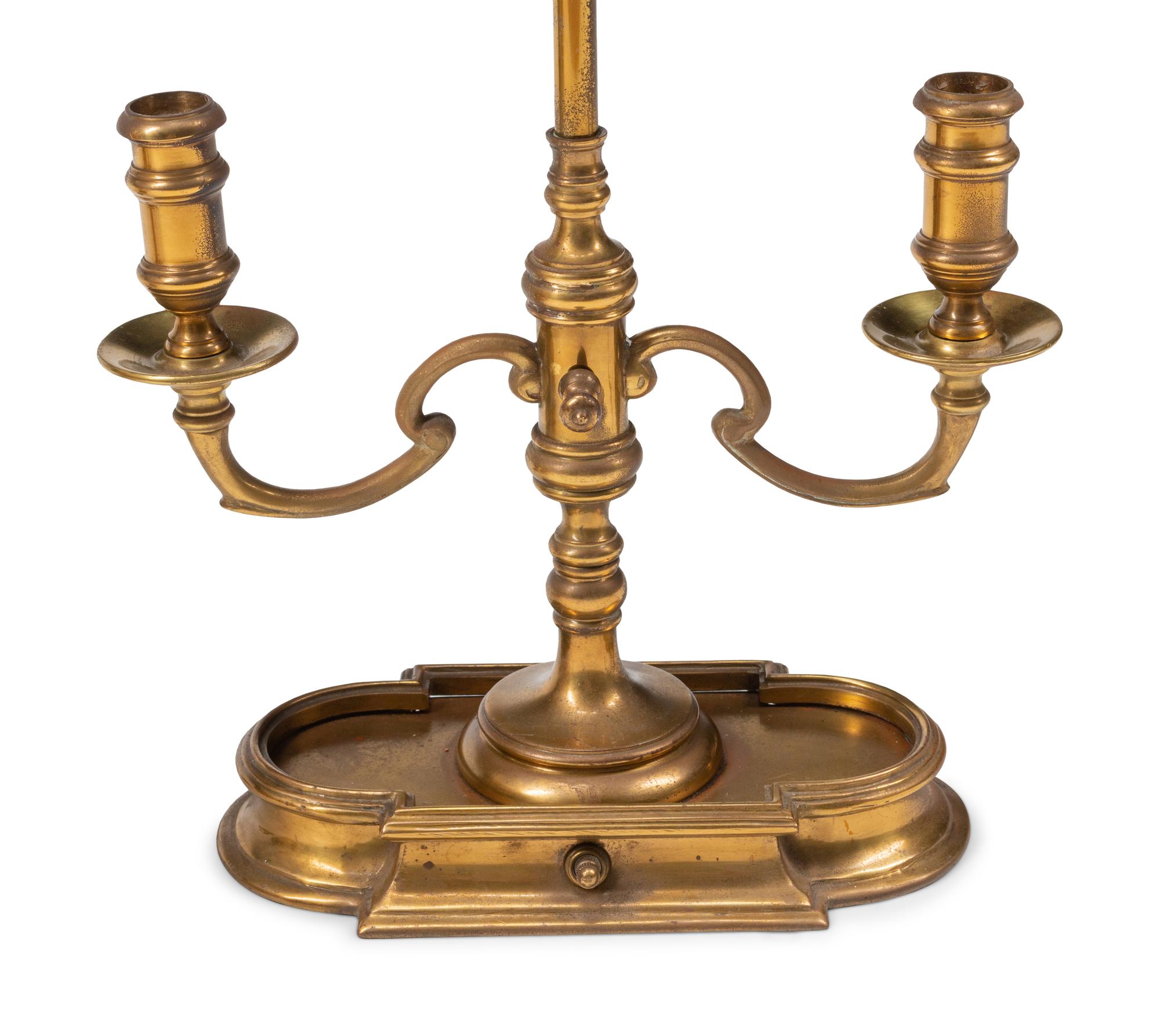 Three Gilt Metal Bouillotte Lamps with Tôle Shades