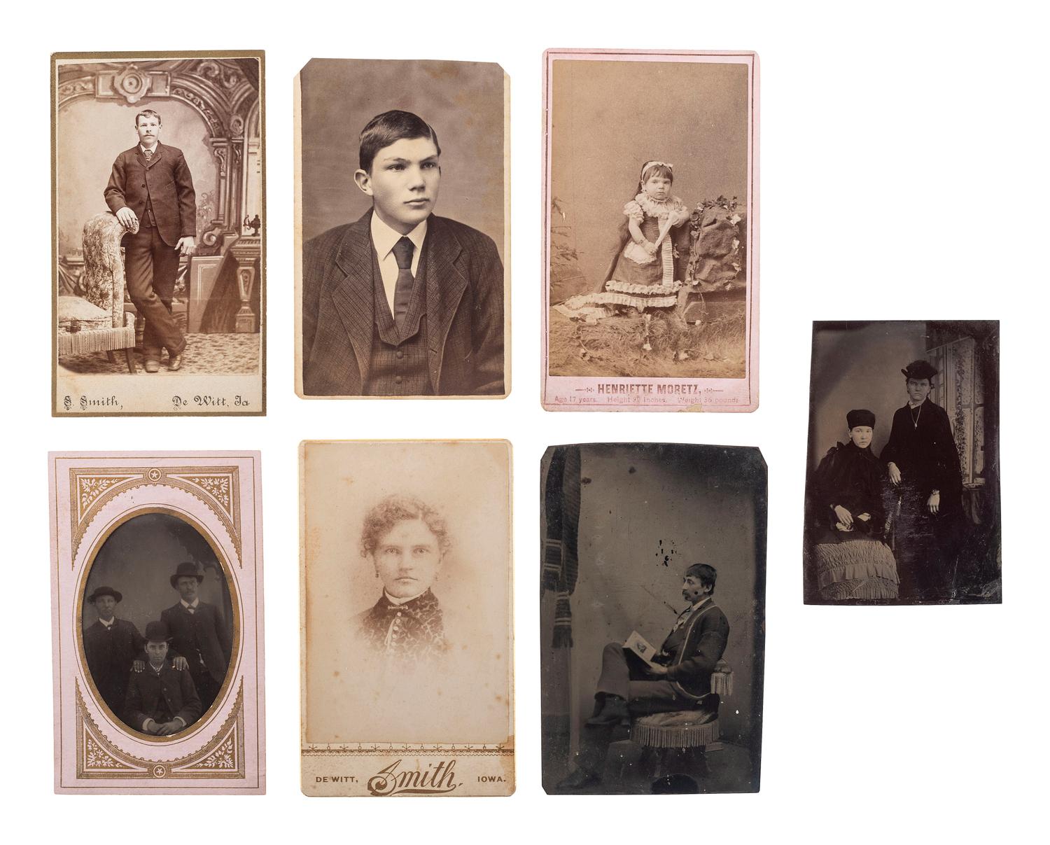 [EARLY PHOTOGRAPHY]. A collection of over 200 19th century photographs, incl. tintype of Indian Wars-era soldier.
