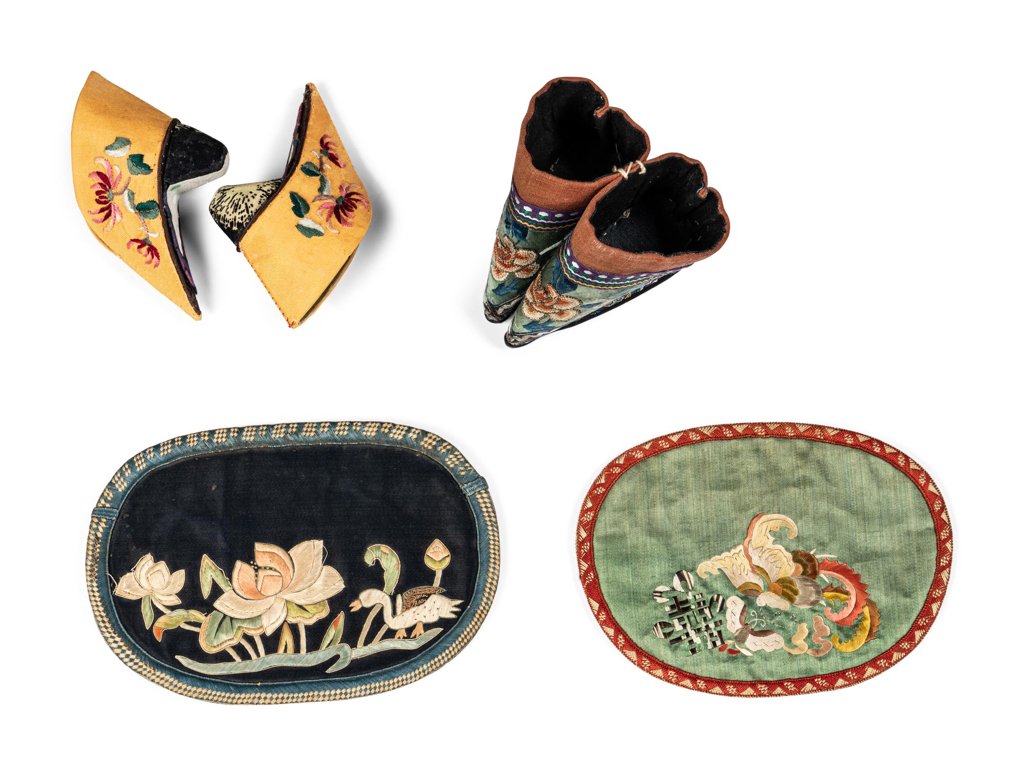 Seven Chinese Embroidered and Woven Silk Articles