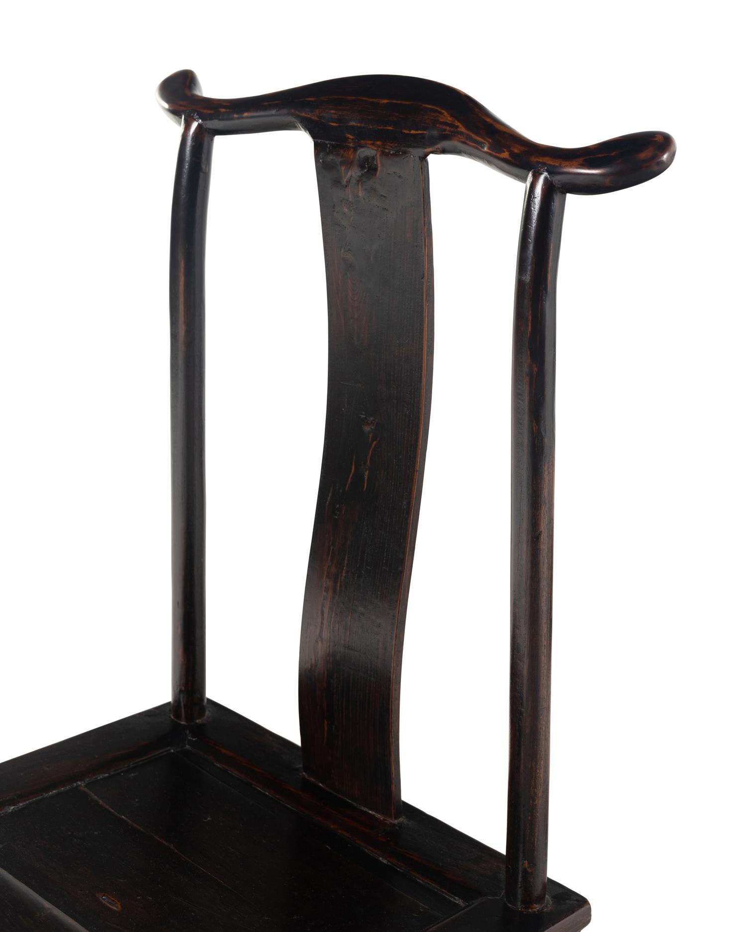 A Set of Four Chinese Black Lacquered Nanmu Side Chairs, Dengguayi