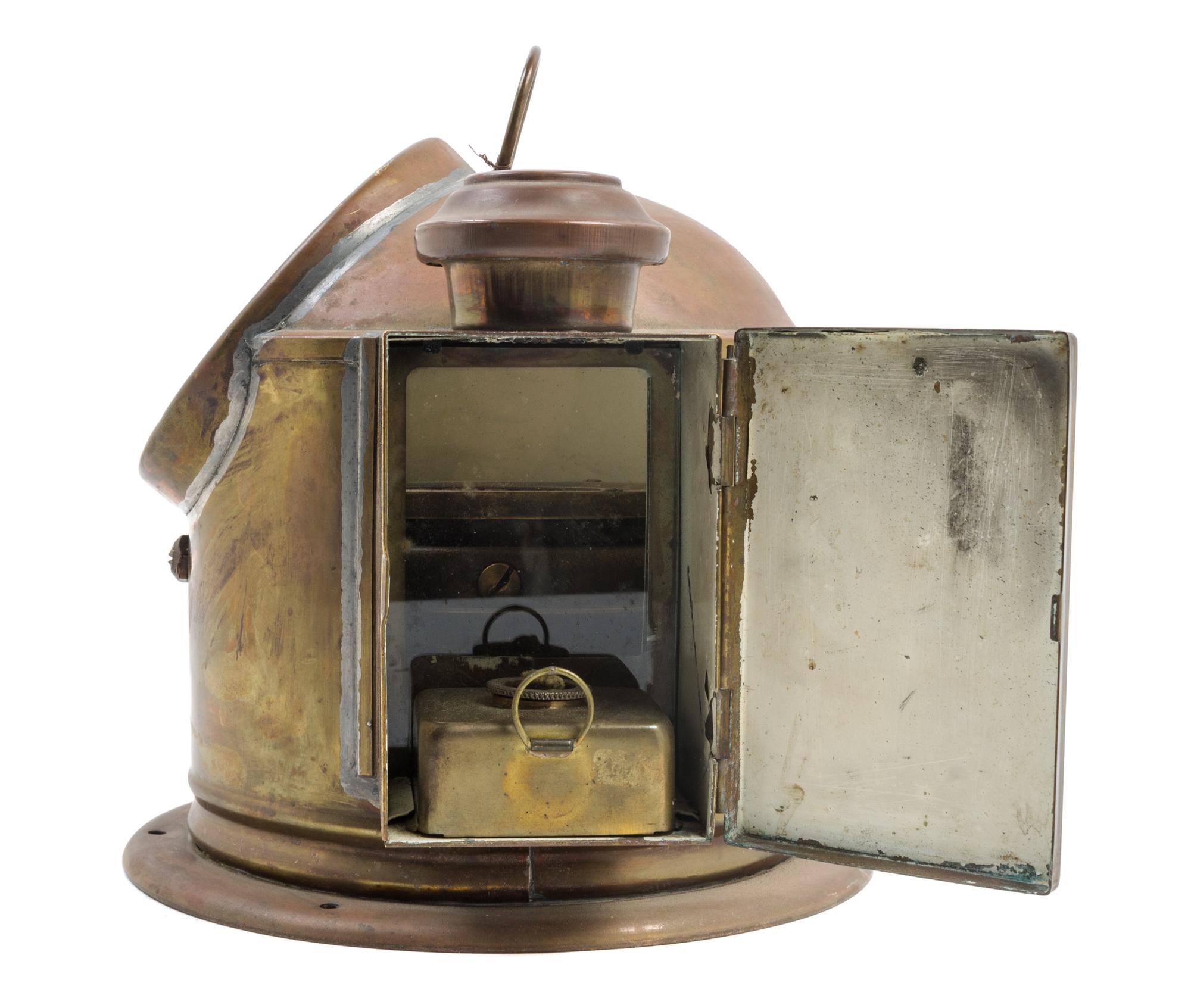 A Brass Cased Ship's Binnacle Height 8 x width 10 1/2 inches. — SESTREL, LATE 19TH CENTURY