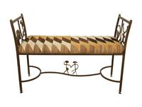 A Welded Steel Navajo Motif Bench