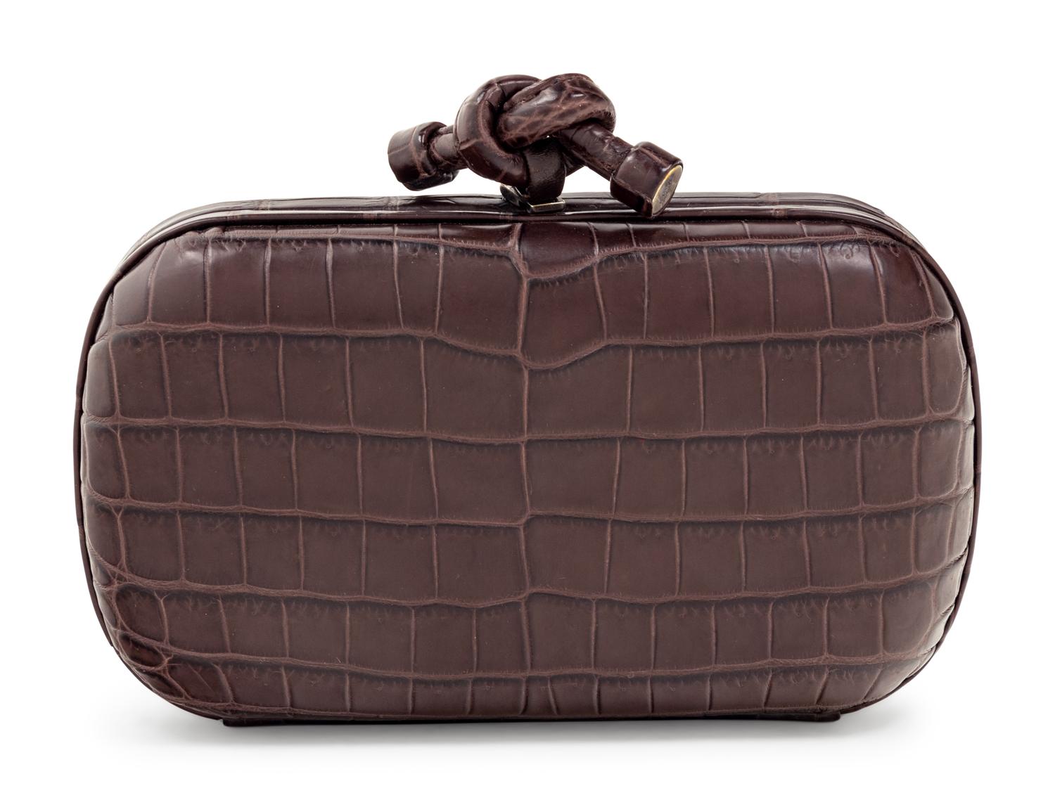 Bottega Veneta Crocodile Box Knot Clutch