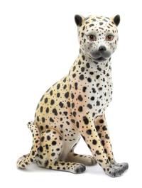 An Italian Painted Ceramic Leopard Figure Height 18 inches. — 20TH CENTURY
