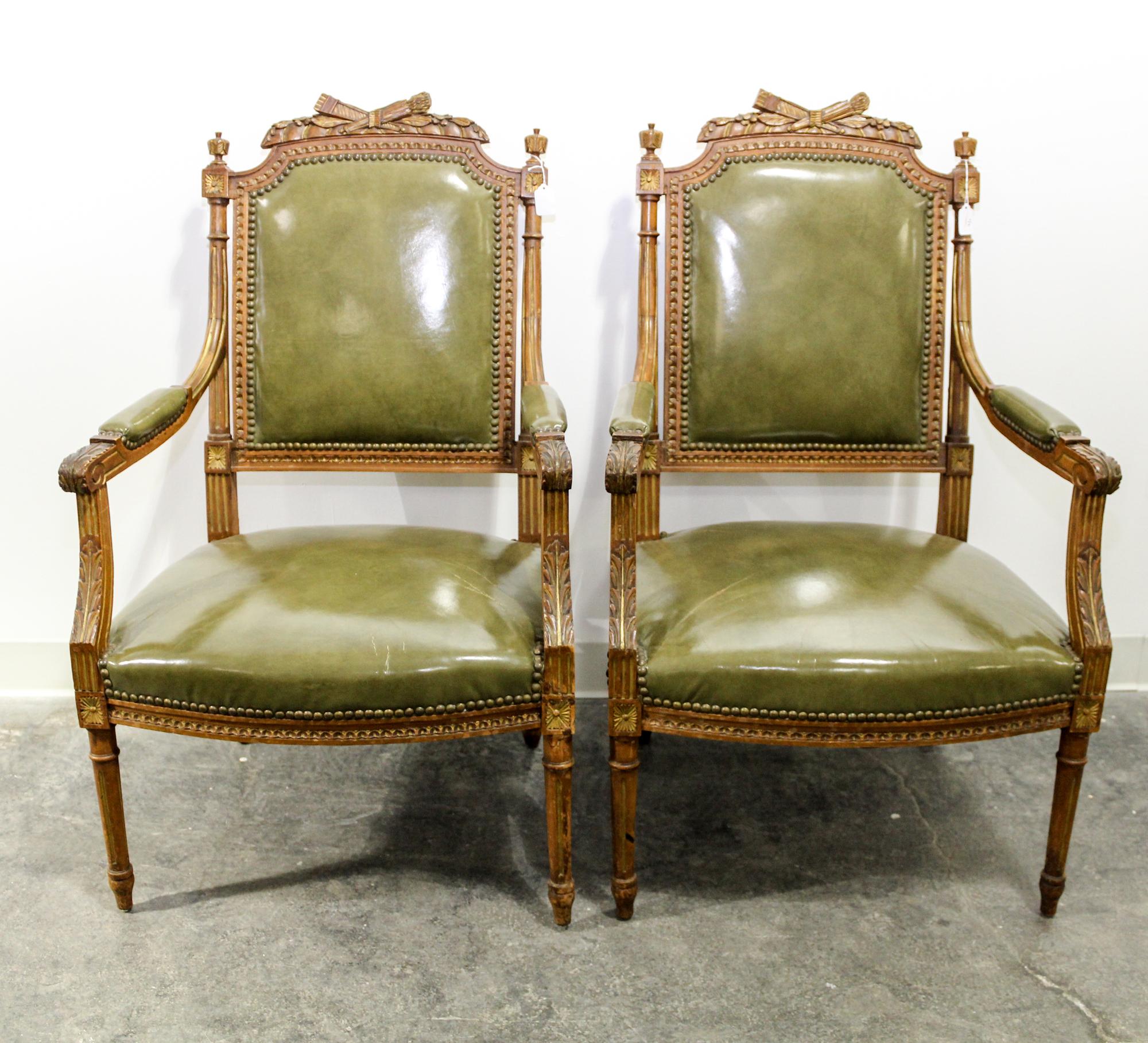 A Pair of Louis XVI Style Fauteuils Height 38 1/4 inches. — 19TH/20TH CENTURY