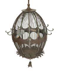 A Pair of Bronze "Montgolfière" Bird Cage Lanterns