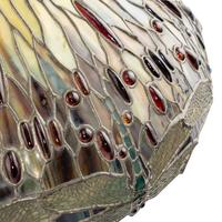 Style of Tiffany 20th Century — Stained Glass Pendant Light in the style of a Drop-Head Dragonfly Shade