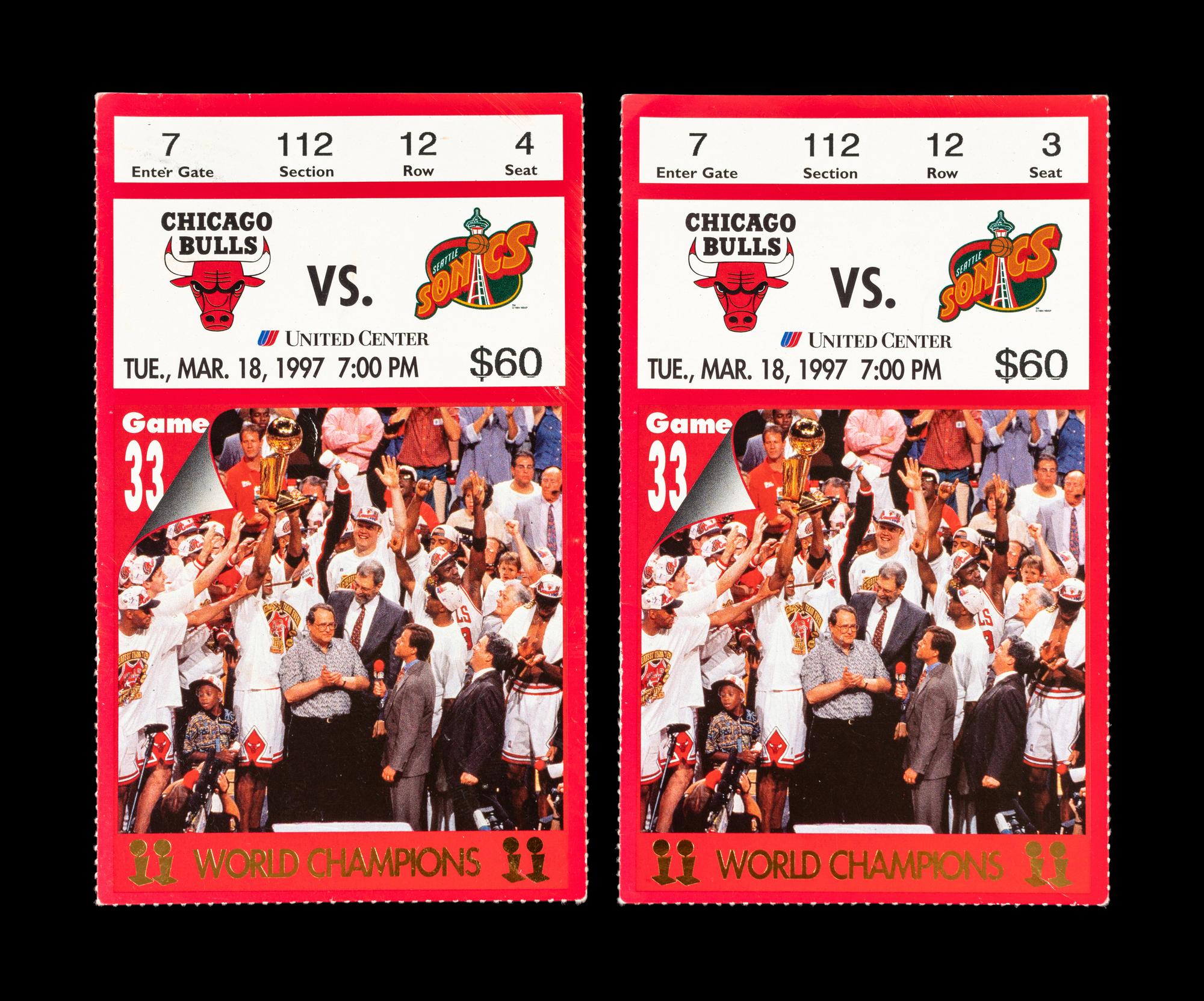 A Collection of 13 Chicago Bulls Michael Jordan Last Dance Era 1996-97 Regular Season and Playoff Tickets and Stubs