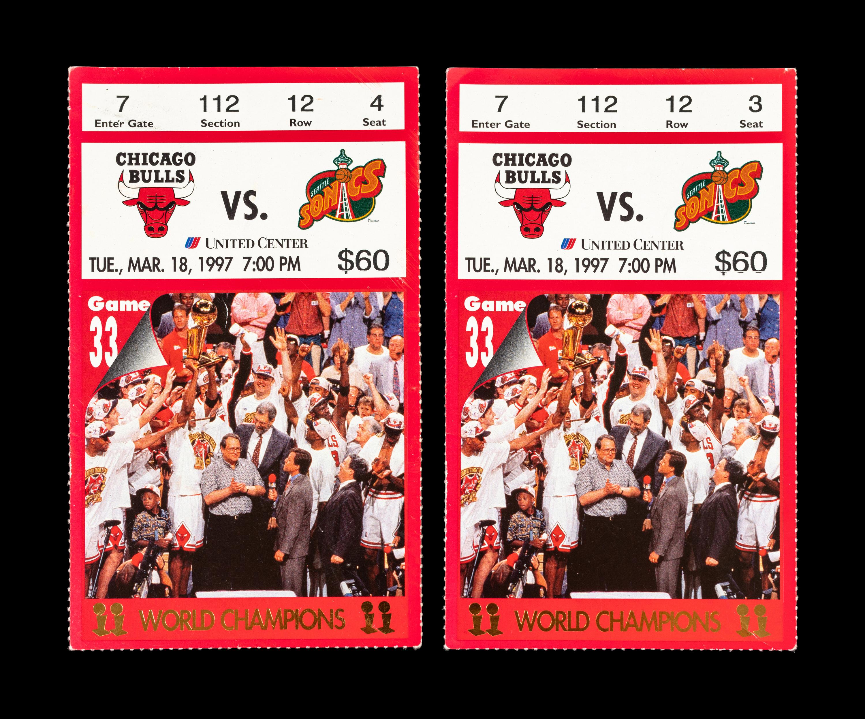 A Collection of 13 Chicago Bulls Michael Jordan Last Dance Era 1996-97 Regular Season and Playoff Tickets and Stubs