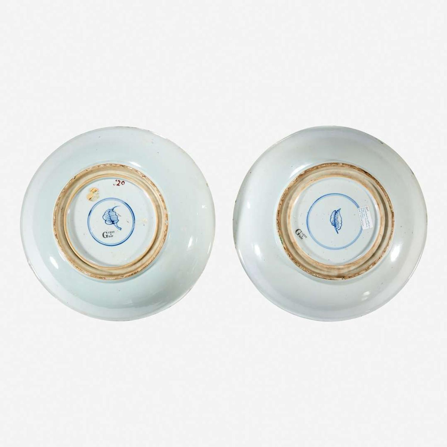 Two similar Chinese famille verte-decorated porcelain circular dishes Kangxi period