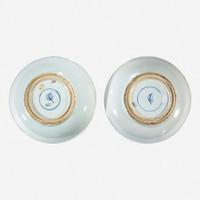 Two similar Chinese famille verte-decorated porcelain circular dishes Kangxi period