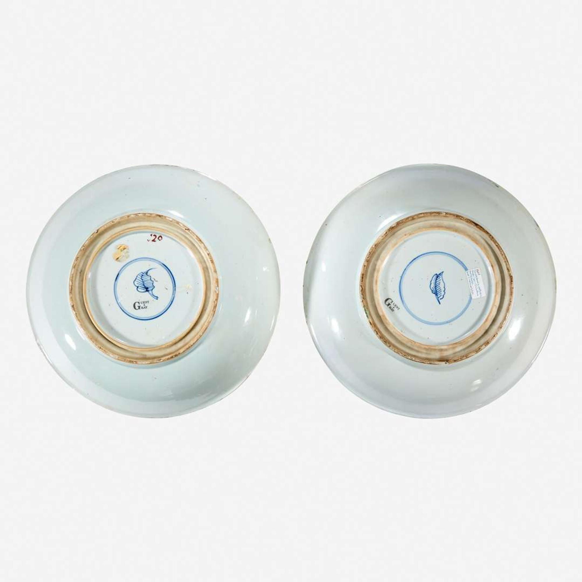 Two similar Chinese famille verte-decorated porcelain circular dishes Kangxi period