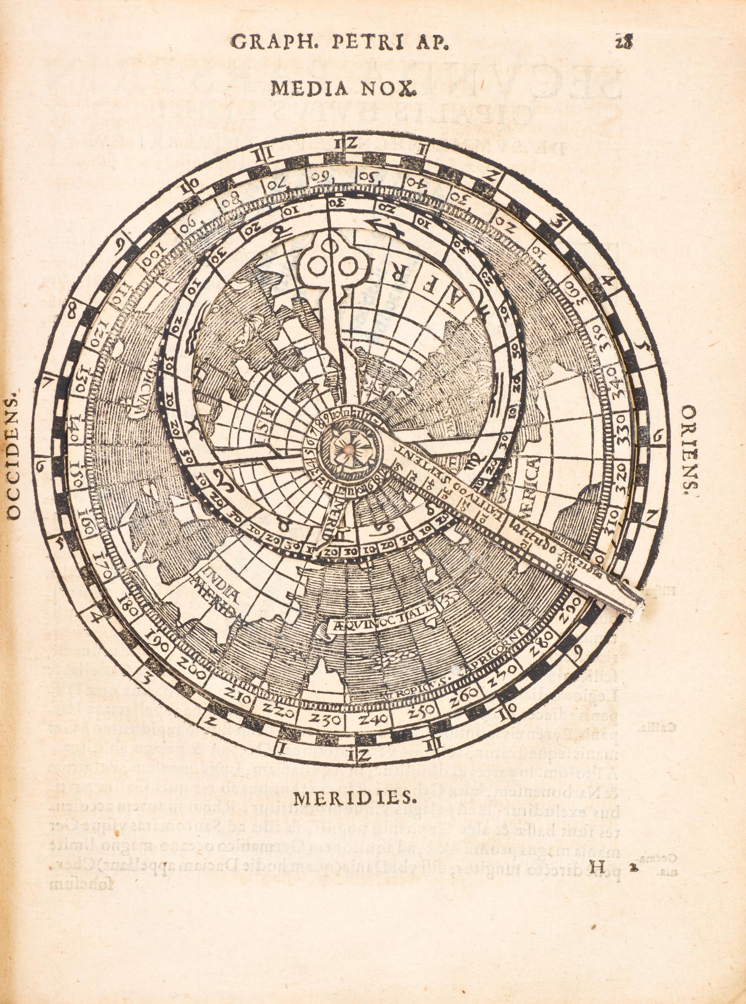 (ASTRONOMY) APIANUS, PETRUS. Cosmographia. Cologne, 1574. With 5 plates, 4 with volvelles.