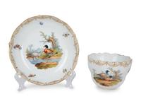 Five Meissen Porcelain Teacups and Saucers — PRIMARILY 19TH CENTURY