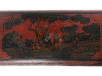 A Chinese Red Ground Polychrome Lacquered Side Table, Tiaozhuo