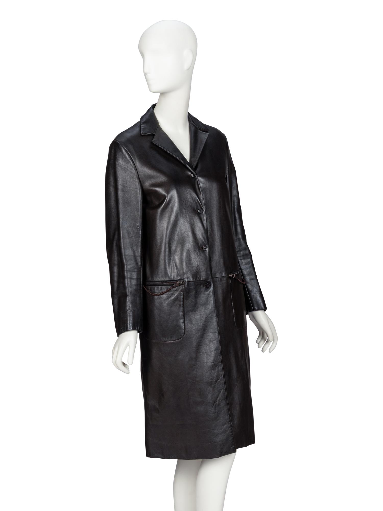 Prada, Black Leather Coat