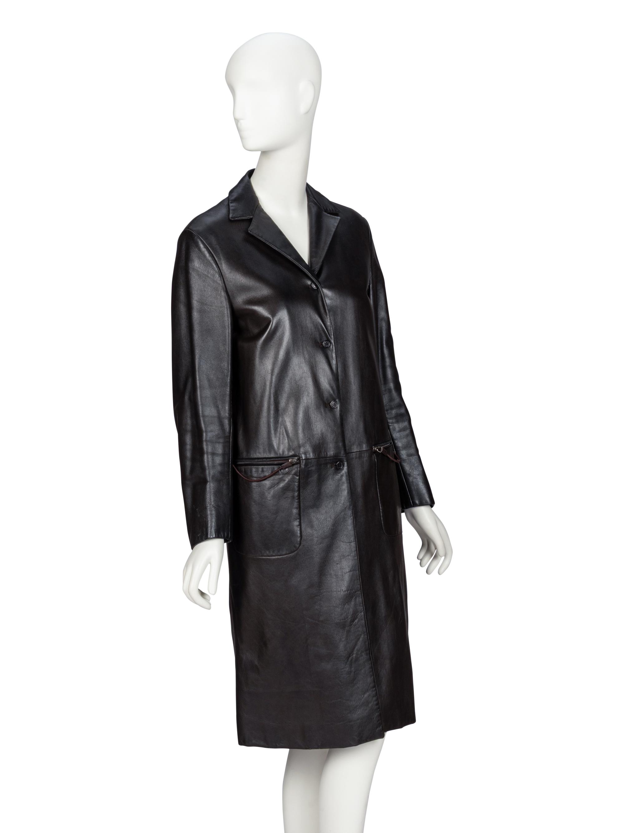 Prada, Black Leather Coat